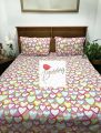 Pink love IKEA cotton bed sheet with 2 pillow covers. 