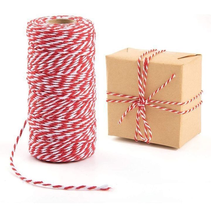 Color Wrapped String Ropes 100M Double Color Cotton Baker Twine Rope Red White Cotton Rope Wedding ...