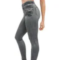 High Waist Elastic Imitation Denim Sports Gymnasium Pencil Pant Casual Trouser Women Clothes Long Leggings Dye Vintage All-match. 