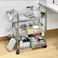 2/3 Tiers Rolling Cart Storage Shelf Transparent Acrylic Trolley Mobile Shelf with Wheel Multi-Layers Storage Rack. 