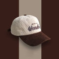 Corduroy Hat WONDER Embroidery Patchwork Colours Baseball Cap Korean for Women Fashion Visor Cap for Men. 