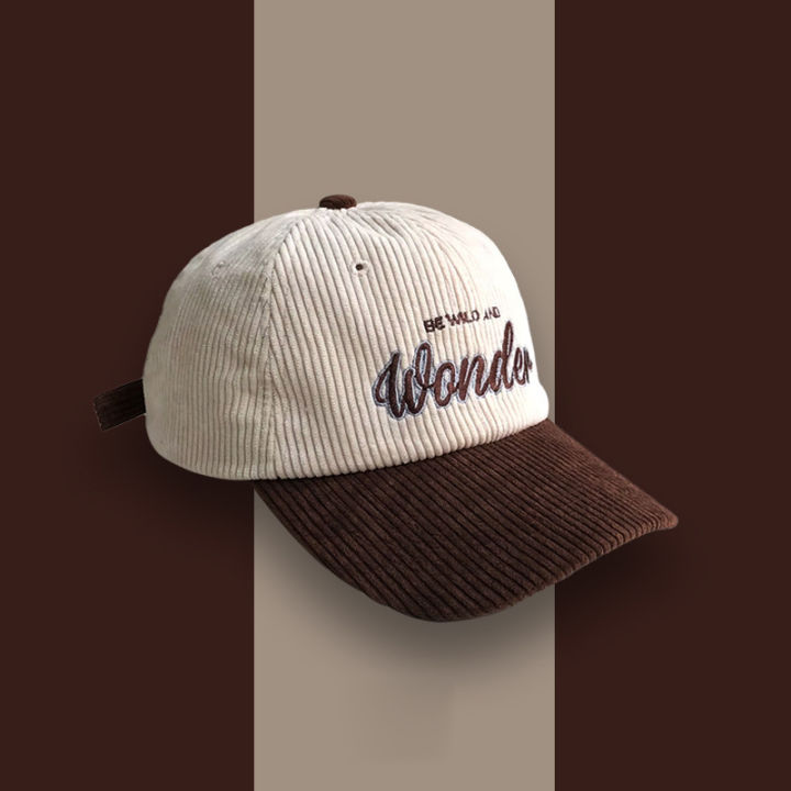 Corduroy%20Hat%20WONDER%20Embroidery%20Patchwork%20Colours%20Baseball%20Cap%20Korean%20for%20Women%20Fashion%20Visor%20Cap%20for%20Men%20-%20Image%205