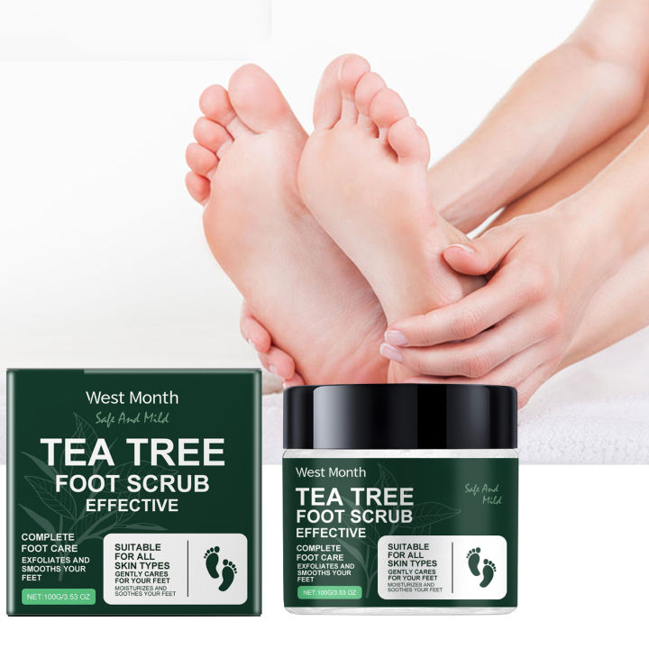 Exfoliating Tea Tree Foot Scrub Helps Remove Dead Skin Soften Rough Dry Feet Skin Cleansing Moisturizing Smooth Cracked Heels