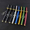 Mini Roronoa Zoro Samurai Sword Keychain Anime Plastics Scabbard Key Chain Ring Katana Buckle for Men Cosplay Toy Jewelry Gift. 