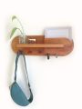Exotic Mahogany Entryway Organizer, 17x6 inch Wall Mount Coat Rack with Shelf, Key Holder, Mail Organizer, Entryway Organization for Home Decor.