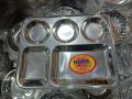 Divided Plate/ Stainless Steel Plate/Divided Plate 5 Section Square, Silver Stainless Steel Square Divided Plate, For Restaurant,.