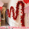 4M Artificial Valentine's Day Heart-Shaped Vine Hanging Ribbon Garland Ornament, for Wedding Party Decor, Engagement Anniversary.