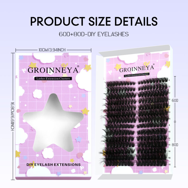 GROINNEYA%20Cluster%20Lashes%20Kit%20Fluffy%20Individual%20Lashes%20Volume%20Mixed%20Tray%20Faux%20Mink%20Lashes%20Eyelash%20Extension%20Makeup%20-%20Image%204