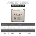 AMD Ryzen 7 5800X R7 5800X 3.8 GHz 8Core 16-Thread 105W CPU Processor L3=32M 100-000000063 Socket AM4 No Fan 1 Year Warranty. 
