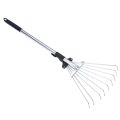 Yard Lawn Collect Loose Debris Garden Rake Fan Broom Stainless Steel 9 Teeth Telescopic Leaf Brush Home Hand Tool Garden Fork. 
