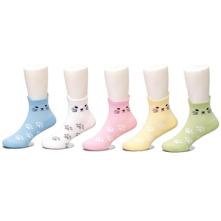 5%20Pairs%20Cartoon%20Cat%20Patterned%20Girls%20Socks%20Soft%20Comfortable%20Cotton%20All-Season%20Children's%20Socks%20Daily%20Wear%20Socks%20-%20Image%204