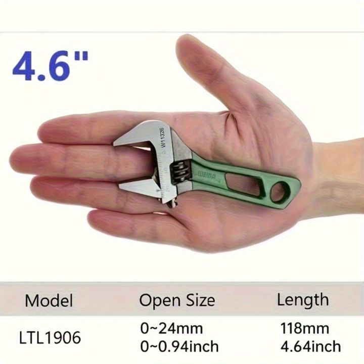 1pc%204.6-Inch%20Adjustable%20Wrench%20-%20Wide%20Jaw,%20Short%20Handle%20Mini%20Wrench%20with%20Laser-Engraved%20Markings%20and%20%20Grip%20-%20Durable%20Metal%20-%20Image%202