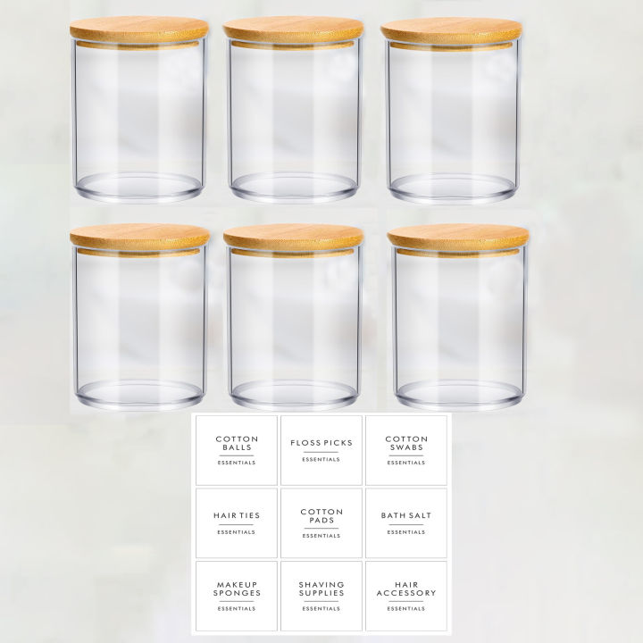 4Pcs/6Pcs%20Cotton%20Pad%20Holder%20Bathroom%20Container%2010%20oz%20Cotton%20Ball%20Swabs%20Dispenser,%20Clear%20Plastic%20Apothecary%20Jar%20Organizer%20-%20Image%207