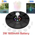 Solar Floating Fountain Water Pump with/NO LED Lights for Bird Bath 3W 1600mAh Battery for Garden/Pond/ Pool/Fish Tank Decor. 