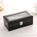 DELESYS 4 Positions PU Watch Box With Lock Household Items Storage Box For Watches Antiques Storage Box  4 Positions. 