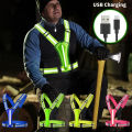 LED Running Vest USB Rechargeable Reflective Security Vest Adjustable Night Running Riding Clothing High Visibility Elastic Band.
