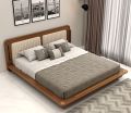 Lotus Premium Ash Wood Bed with Brass Inlay
(King Size, Teak Finish). 