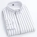 Men's Striped Shirt Long Sleeve Shirts All-Match Slim Fit Korean Print Shirt Non-iron Casual Business Dress Shirts Blue Clothing. 