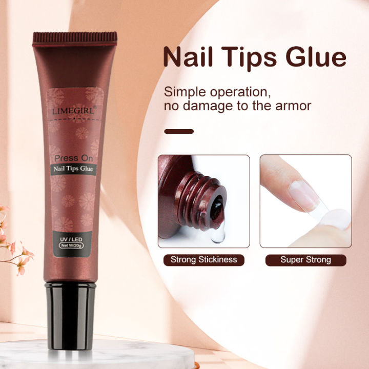 Limegirl Solid Gel Nail Glue for Press on Nails for Soft Gel Nail Tips 20g Strong Adhesive Rhinestone Glue Gel for Nail Charms