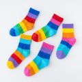5 Pairs Girl's Rainbow Pattern Socks Cotton Comfortable Breathable Soft Kids Socks. 