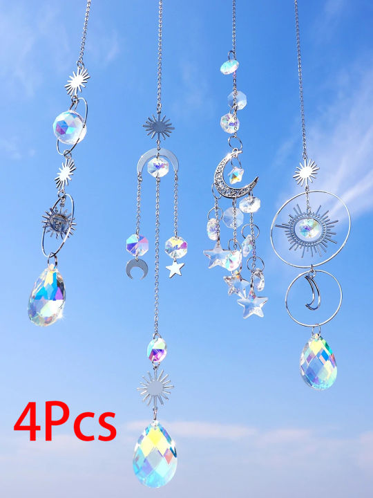 4%20Pcs%20Silver%20Metal%20Boho%20Dreamcatcher%20Crystal%20Pendant%20Hanging%20Sun%20Catcher%20Crystal%20Suncatcher%20Garden%20Outdoor%20Decors%20Girl's%20%20-%20Image%208
