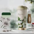 GIANXI New High Appearance Level Coffee Thermos Cup Ceramic Straw Double Drinking Cup Daily Campus Accompanying Coffee Cup. 