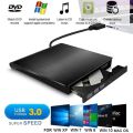 USB 3.0 ultra slim external DVD-RW burner/cd/rewrite/ portable optical drive black and white. 