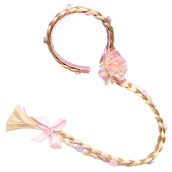PESENAR%20Princess%20Dress%20up%20Wigs,%20Princess%20Rapunzel%20Long%20Braided%20Wig%20Headbands%20with%20Flowers%20Adorn%20for%20Girls%20Costume%20Accessories%20-%20Image%202
