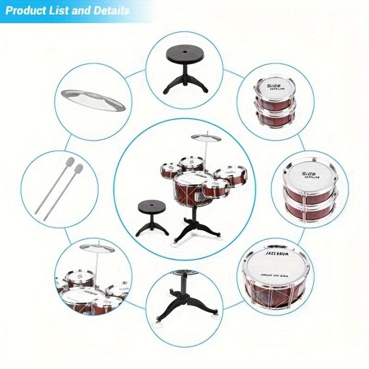 Kids%20Drum%20Set%20Musical%20Toy%20Drum%20Kit%20for%20Toddlers%20Jazz%20Drum%20Set%20with%20Stool,%202%20Drum%20Sticks,%20Cymbal%20and%205%20Drums%20Musical%20Instruments%20-%20Image%203