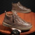 Men Boots Winter High Top Leather Shoes Fashion Cotton Shoes Fashion Ankle Boots Business Casual Outdoor Shoes Male Sneakers New.
