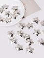 30Pcs Y2K Silver Pentagon Star Hair Clips Matching Bb Clip Ins Mini Metallic Cute Sweet Cool Clip. 