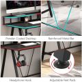 L-Shaped Desk with Shelf, 57 x 51 Inch Corner Computer Gaming Desk with Monitor Stand for Home Office and Gamer, Large PC Laptop Study Writing Table Workstation. 