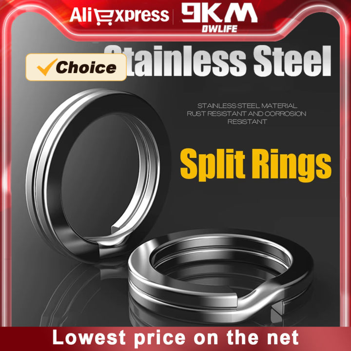 9KM 30Pcs Split Rings Fishing Stainless Steel Lure Rings Saltwater Terminal Tackles Connectors