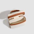 2025 new niche design retro canvas patchwork box bag versatile commuting handbag single shoulder crossbody;. 