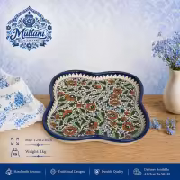 Apple Dish 12x12 inch | Large Serving Dish | Beautiful Serving Tray | Multani Blue Pottery Handmade and Hand Painted Cer