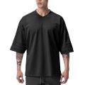 Running T-shirt Men Oversized Dropped Shoulder V-neck Half Sleeve Fitness T Shirt Summer Mesh Loose Gym Clothing Sports Jerseys.