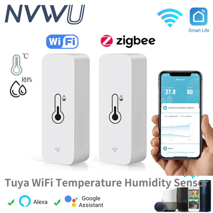 Tuya Zigbee/WiFi Temperature And Humidity Sensor Indoor Smart Home Smart Life Work With Alexa  Assistant voice control