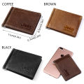 Free Engraving Slim Men Women Genuine Leather Money Clip Bifold Male Purse Wallet Quality Coffee Female Clamp for Money Case. 