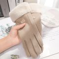 Women Winter Thick Plush Gloves Fashion Warm Suede Outdoor Guantes Lady Touchscreen Driving Gloves Sports Cycling Mittens.