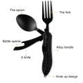 Outdoor Camping Utensils Portable Stainless Steel Foldable Spoon Fork Knife Bottle Opener Combo Set Cutlery Tableware Multitool. 
