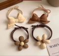 7Pcs Colorful Hair Scrunchies Caramel Colored Bow Bear Beads Flowers Hair Rope Elastic Hair Bands Girls Women Accessories. 