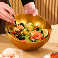 Large Capacity Stainless Steel Salad Bowls Korean Soup Rice Noodle Ramen Bowl Kitchen Food Container,Gold,20X9CM. 