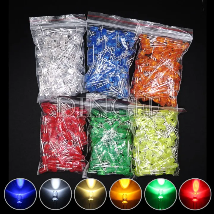 100PCS%203mm%205mm%20LED%20Diode%20F3%20F5%20Assorted%20Kit%20White%20Green%20Red%20Blue%20Yellow%20Orange%20Pink%20White%20DIY%20Light%20Emitting%20LED%20Diode%20Connector%20-%20Image%205