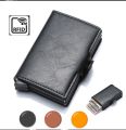 Antitheft Rfid Credit Card Holder Wallets Men Leather Aluminum Box Metal Male Purse Bag Small Cardholder Case Minimalist Wallet 💳 Rfid ( Radio-Frequency IDentification ) RFID wallet for man. 