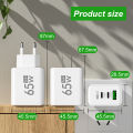 GaN Type C PD Charger 3 Ports USB Fast Charging Cellphone Adapter Quick Charger 3.0 For iPhone 15 14 Xiaomi Samsung Huawei.