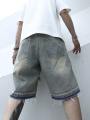 Men Summer Stretchy Denim Jeans Shorts For Men Cargo Casual Wide Leg Elastic Waist Ripped Cargo Baggy Shorts Y2k Streetwear Pant. 