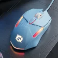【6 Buttons】 FunBug GX6 Matte RGB Wired Gaming Mouse  6 Buttons, Silent Clicks, 3200 DPI Adjustable, 1.5M Fiber Wire, Aesthetic Ergonomic Mouse for Laptop & PC + FREE MOUSEPAD - (Sky Blue / Rose Gold). 