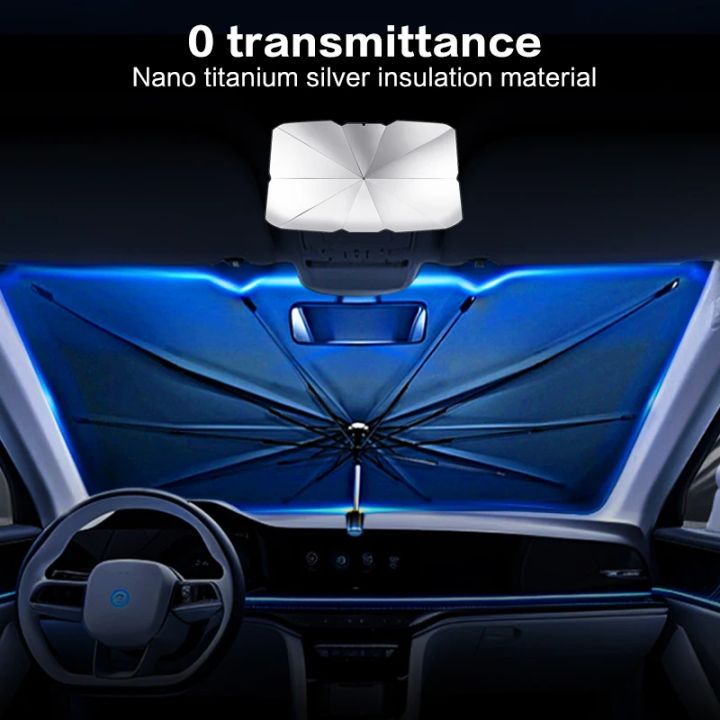 Car Sunshade Umbrella-style Front Glass Silver Glue Sunscreen Heat Insulation Cloth Uv Resistant Folding Umbrella Tools Amagi