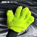 SEAMETAL 5 Finger Car Wash Microfiber Mitt Double Side Scratch Free Cleaning Gloves Dusting Mitts for Car Cleaning Accessories.