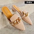 Girls Party Use New Fashion Beautiful Chain Design Semi Heel Shoes | Chail Half Shoes. 
